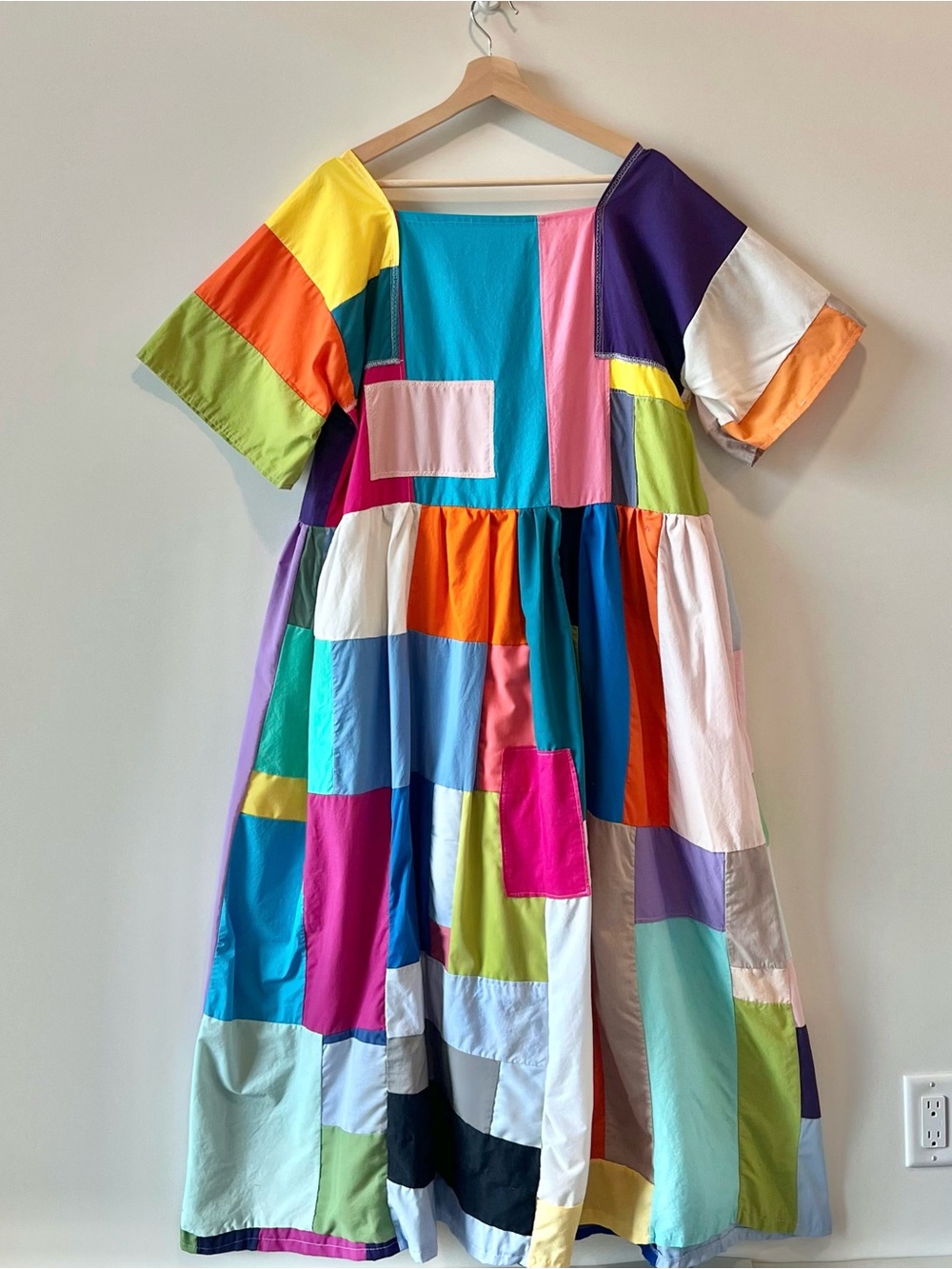 Handmade Quilted Patchwork Colorblock Dress SKU 08121 - Picture 3 of 16